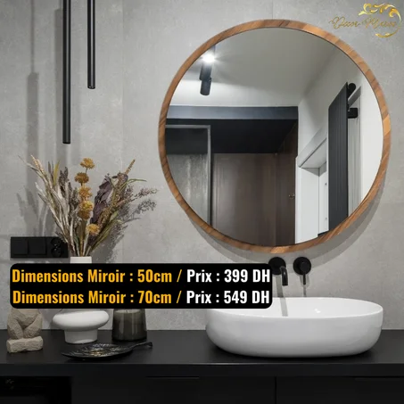 Miroir Circulaire Marron en MDF