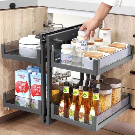 Organisateur Compact Cuisine en Aluminium, Économie d'Espace