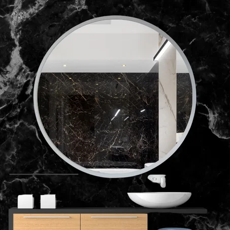 Miroir circulaire avec meuble : Noir - Blanc - Marron