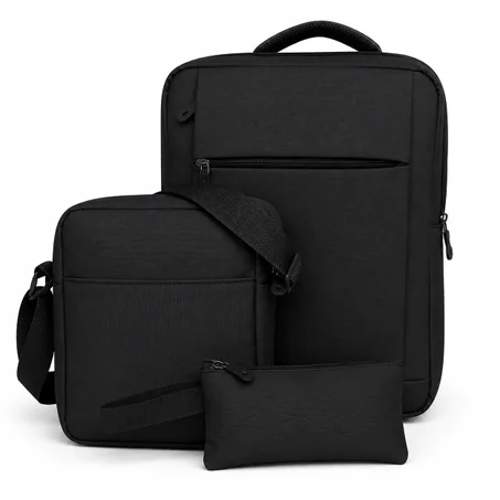 Cartable 3 Pièces Premium – Noir & Gris & Bleu