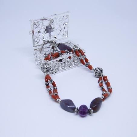 Double strand red coral necklace