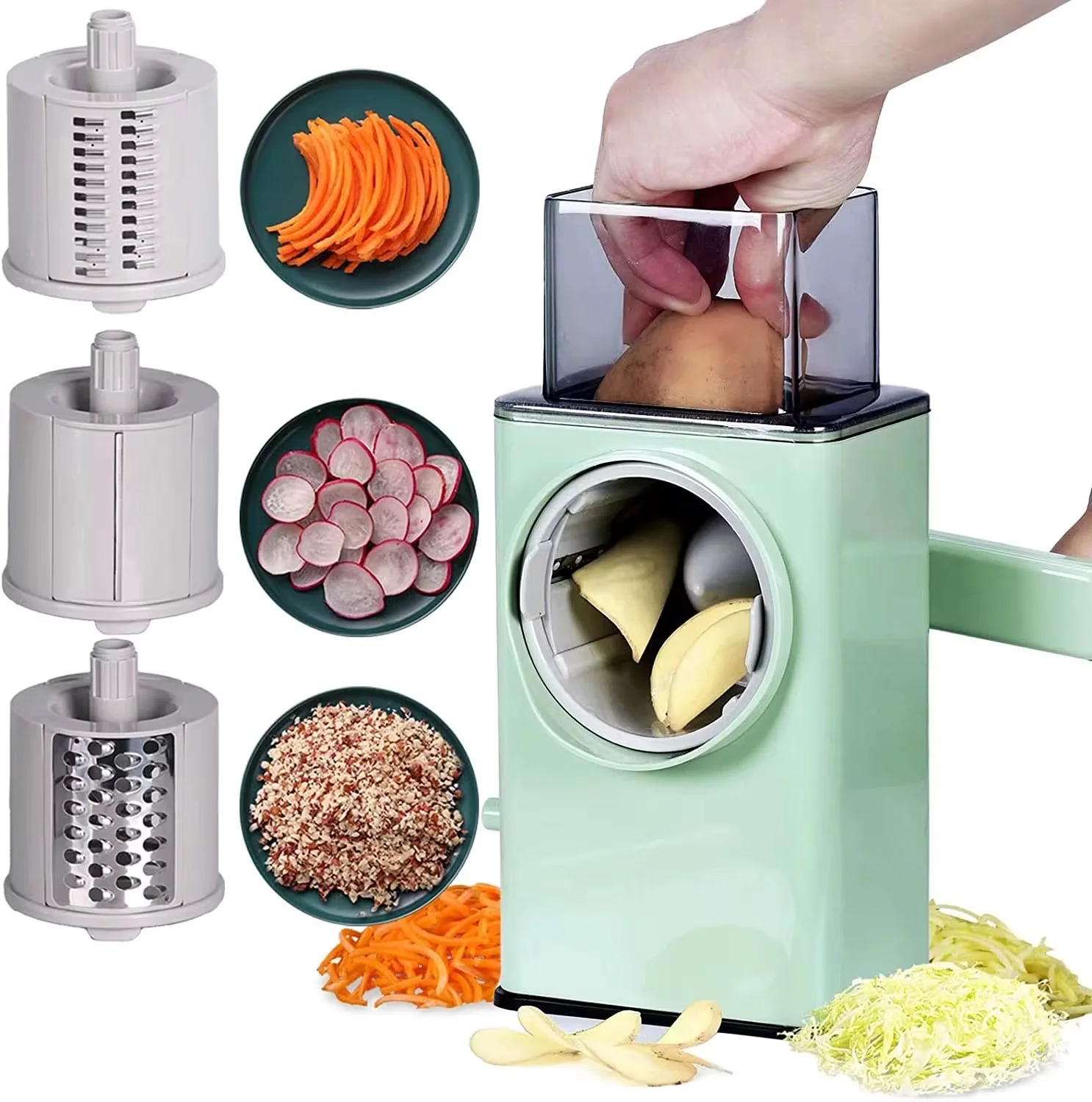 Râpe multifonction manuelle avec 3 lames interchangeables