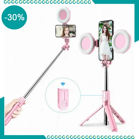 حلقة ضوء وعصا سيلفي (ring light)
