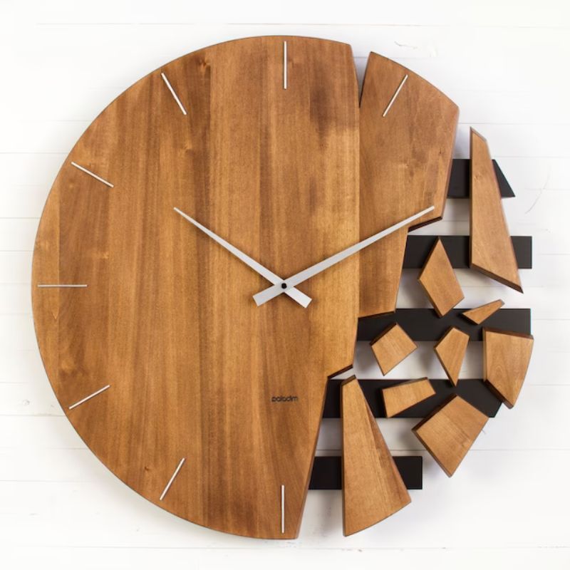 Horloge Murale Surdimensionnée en Bois 60 cm - Décor Unique Handmade