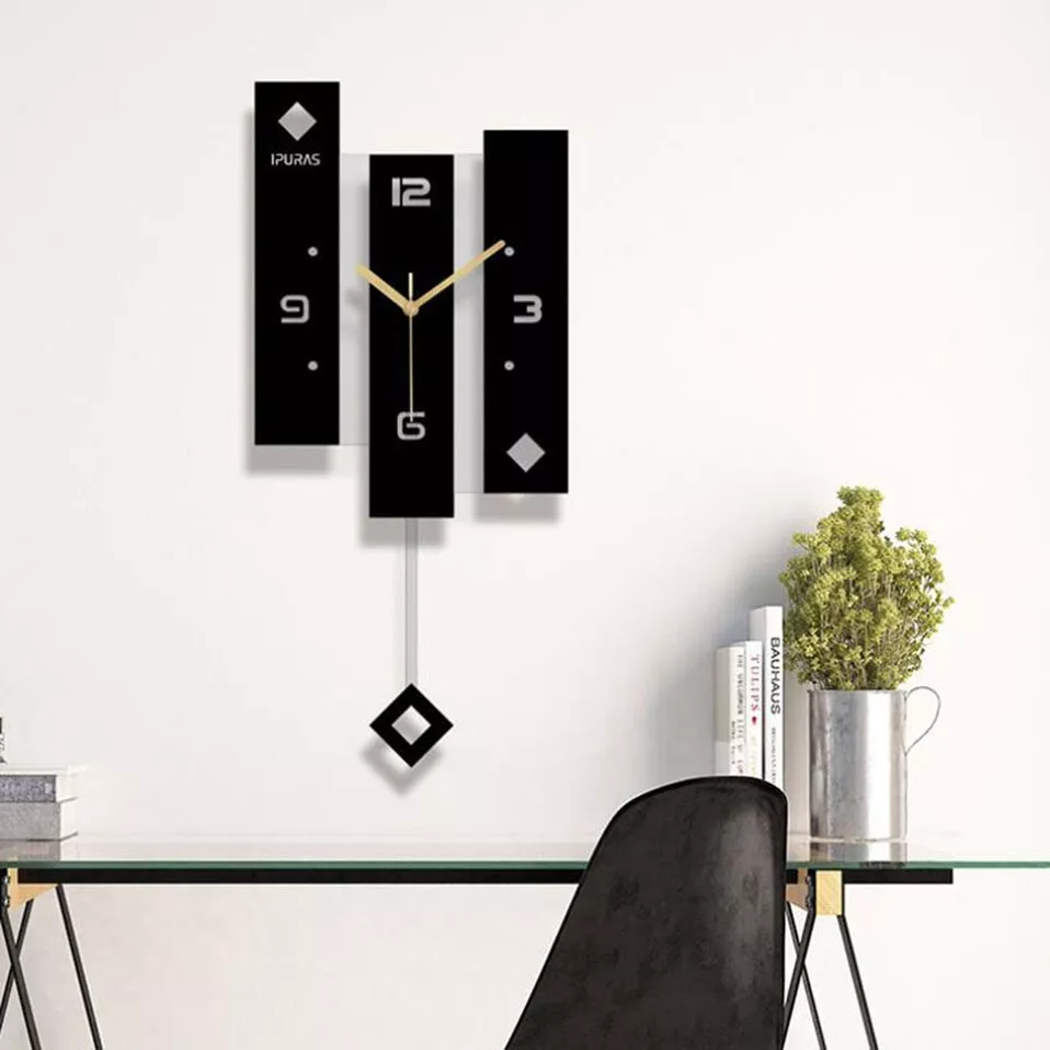 Nouvelle horloge murale nordique à quartz avec pendule, grande taille