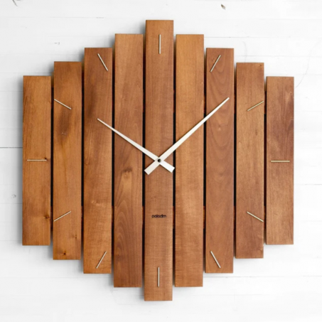 Horloge Murale en Bois Romb 60 cm - Design Industriel Géométrique