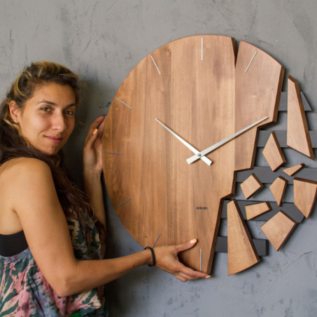 Horloge Murale Surdimensionnée en Bois 60 cm - Décor Unique Handmade