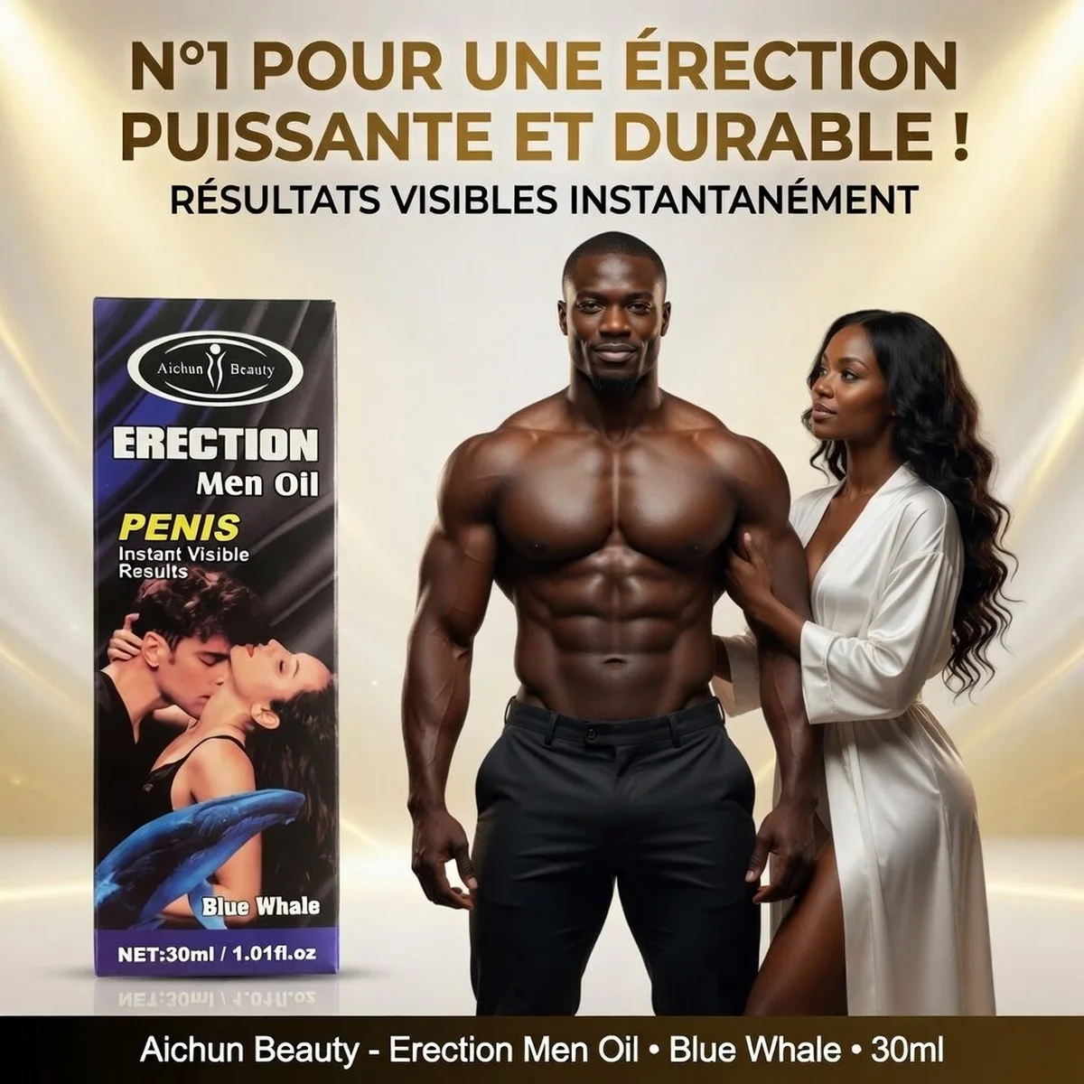 Huile Érection homme, Virilité Blue Whale, Performance Masculine, Érection Men Oil Aichun Beauty — 30ml