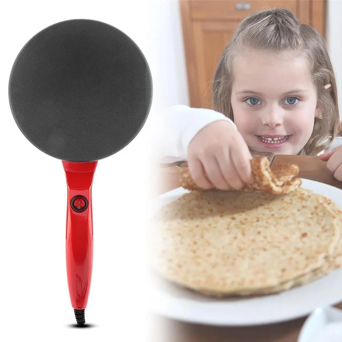Crêpière Électrique Antiadhésive 20 cm — Cuisson Rapide, Poignée Ergonomique, Multifonction
