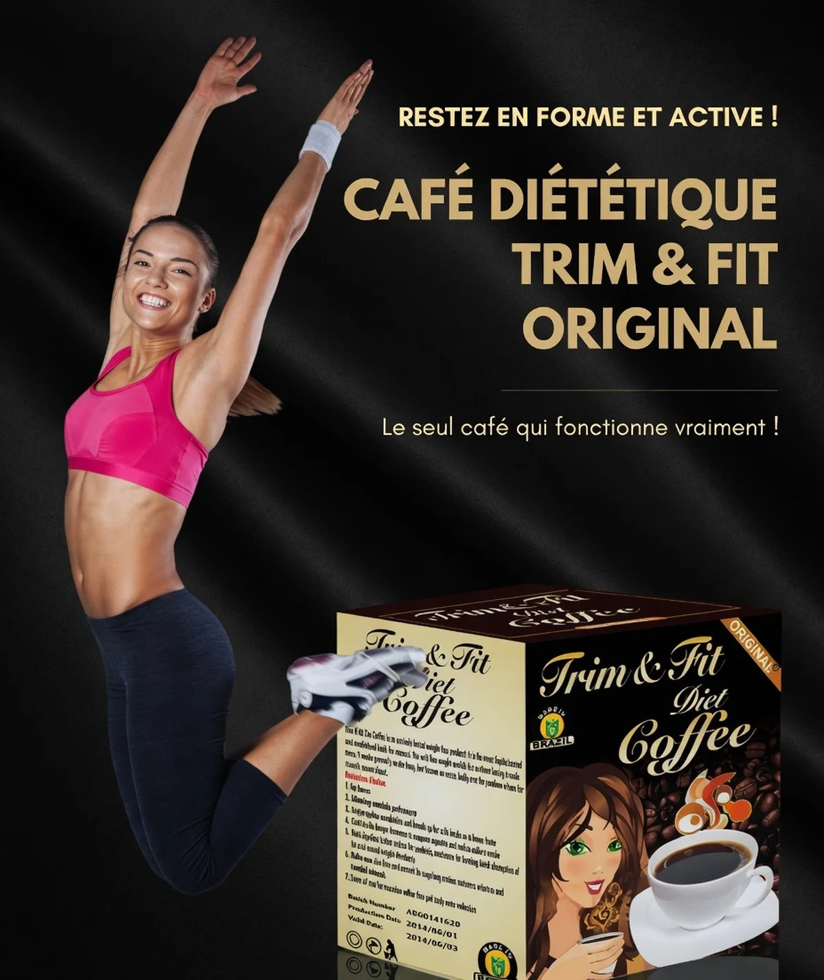 Café Diététique Trim & Fit — Brûle-Graisses Naturel, Coupe-Faim, 12 Sachets