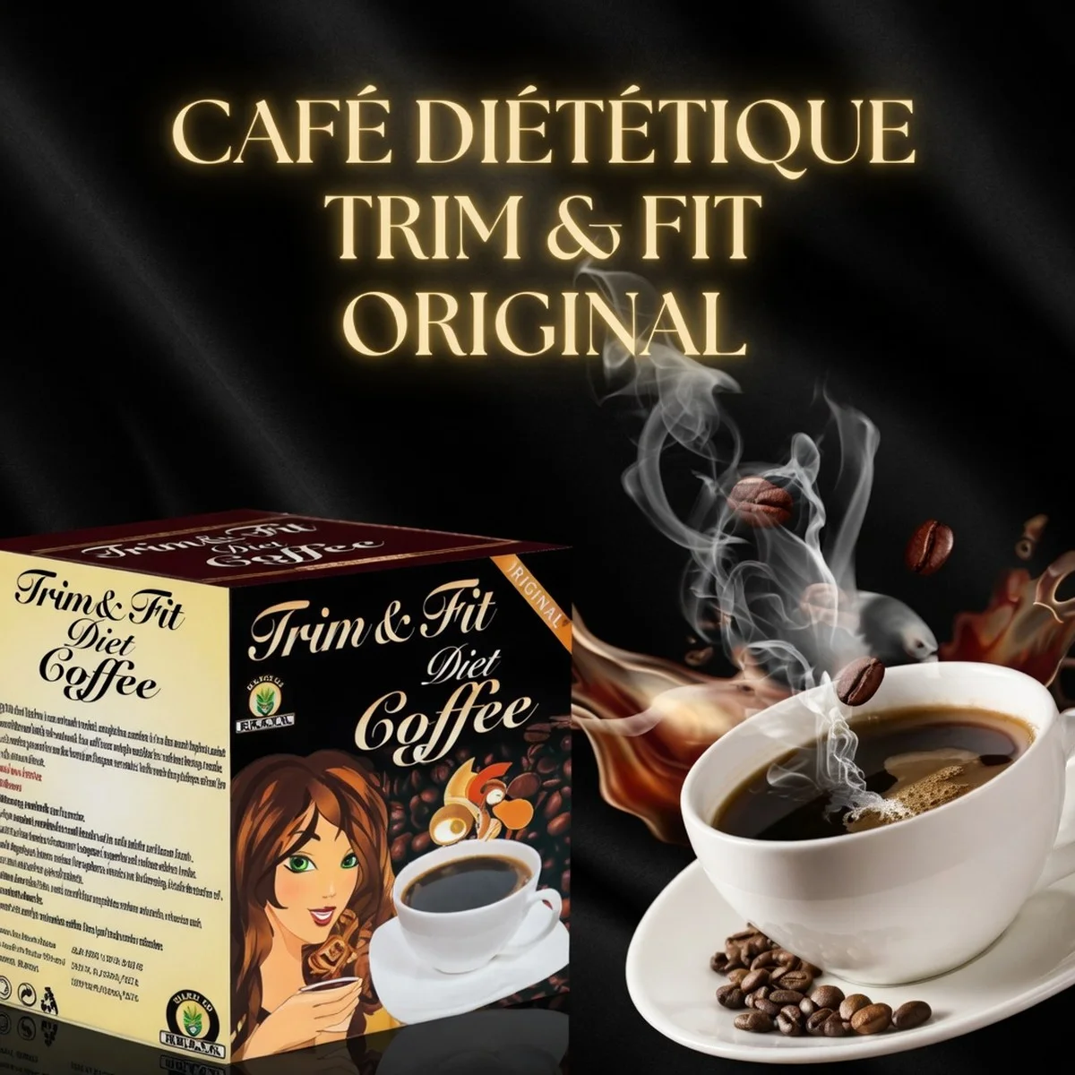 Café Diététique Trim & Fit — Brûle-Graisses Naturel, Coupe-Faim, 12 Sachets