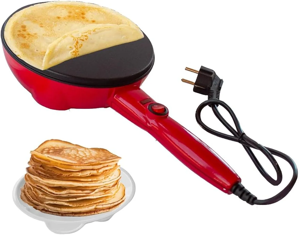 Crêpière Électrique Antiadhésive 20 cm — Cuisson Rapide, Poignée Ergonomique, Multifonction