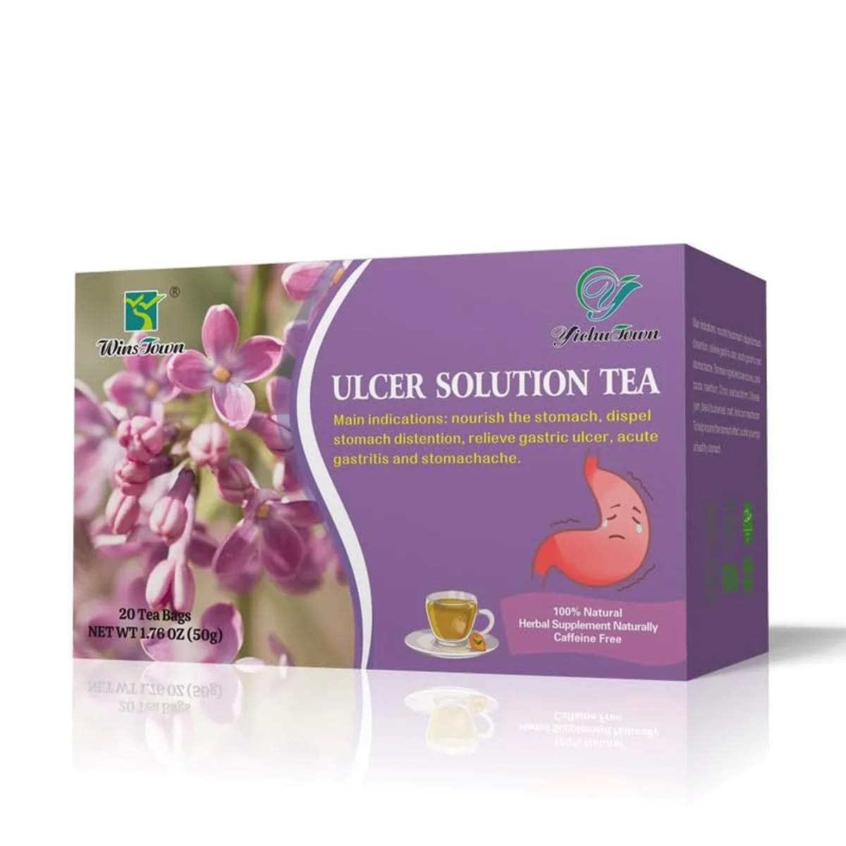 Ulcer Solution Tea WinsTown — Tisane Naturelle contre les Ulcères, la Gastrite, les Ballonnements et les Douleurs d'Estomac | Sans Caféine | 20 Sachets
