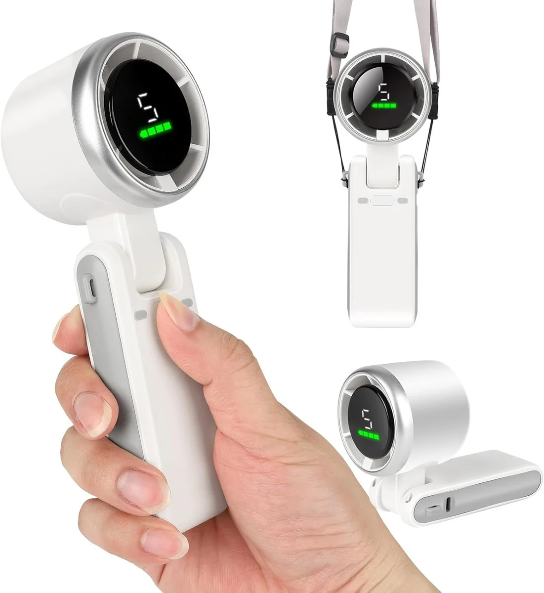 Mini Ventilateur Turbo Portatif Pliable — Écran Digital, 5 Vitesses, Batterie 5000mAh, Silencieux & Puissant