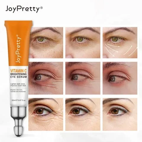 JoyPretty Sérum Éclat Yeux Vitamine C 20ml, Anti-Cernes, Anti-Poches, Anti-Rides, Pour un Regard Plus Jeune, Beau et Rayonnant