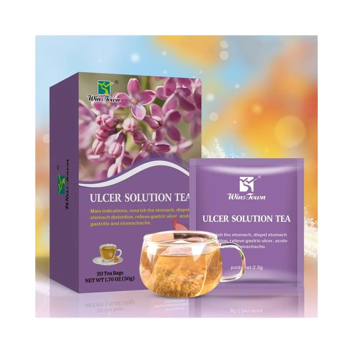 Ulcer Solution Tea WinsTown — Tisane Naturelle contre les Ulcères, la Gastrite, les Ballonnements et les Douleurs d'Estomac | Sans Caféine | 20 Sachets