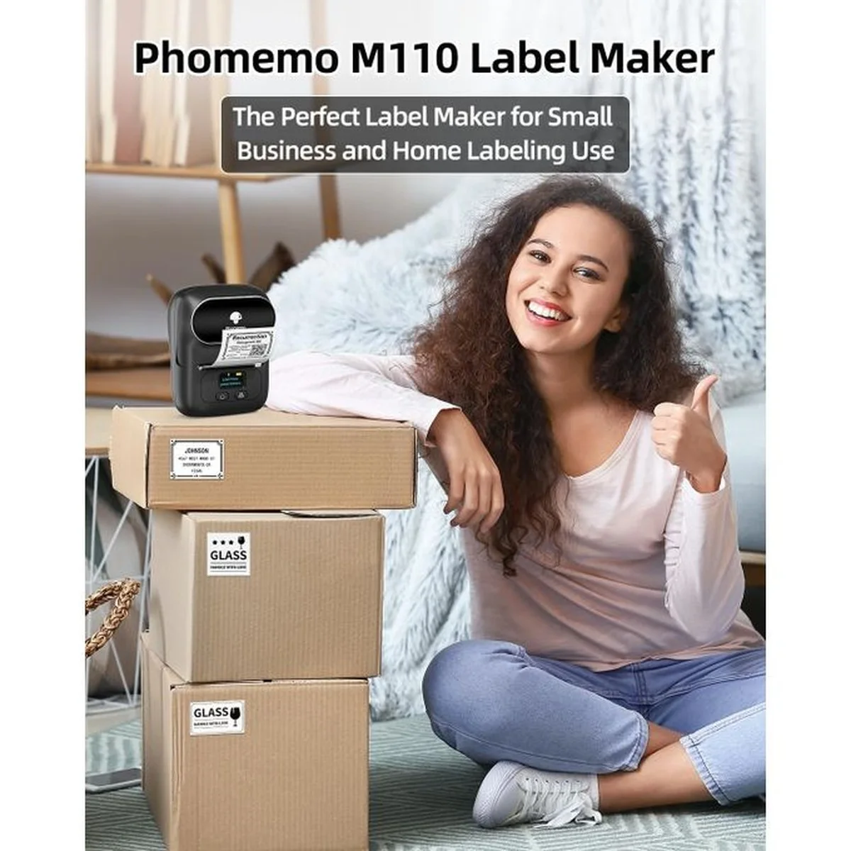 Mini Imprimante Thermique Bluetooth Phomemo M110 — Sans Encre, Étiquettes & Codes-Barres, iOS/Android/PC