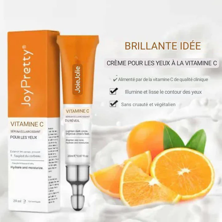 JoyPretty Sérum Éclat Yeux Vitamine C 20ml, Anti-Cernes, Anti-Poches, Anti-Rides, Pour un Regard Plus Jeune, Beau et Rayonnant