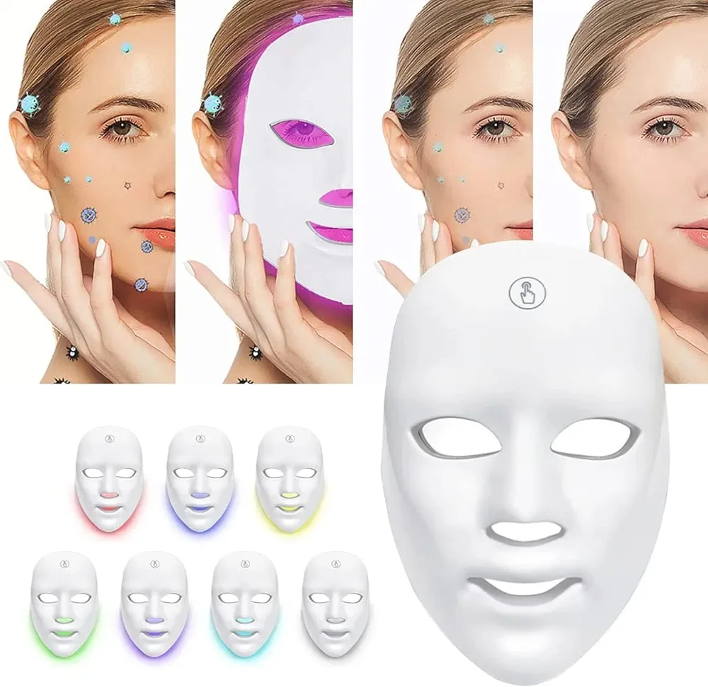 Masque LED Thérapie Lumineuse 7 Couleurs — Anti-âge, Anti-acné, Raffermissant — Rechargeable & Sans Fil