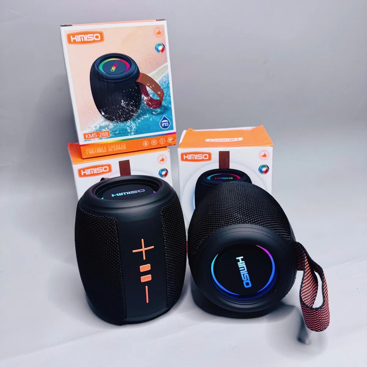 Enceinte Bluetooth Portable Kimiso KMS-288 — Son Puissant, Lumières RGB et Résistance à l'Eau IPX5