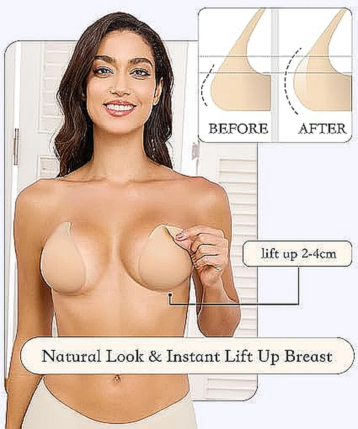 Soutien-Gorge Adhésif Invisible Push Up — Silicone Médical, Maintien Fort, Lavable & Réutilisable, Idéal Robe Dos Nu & Soirée