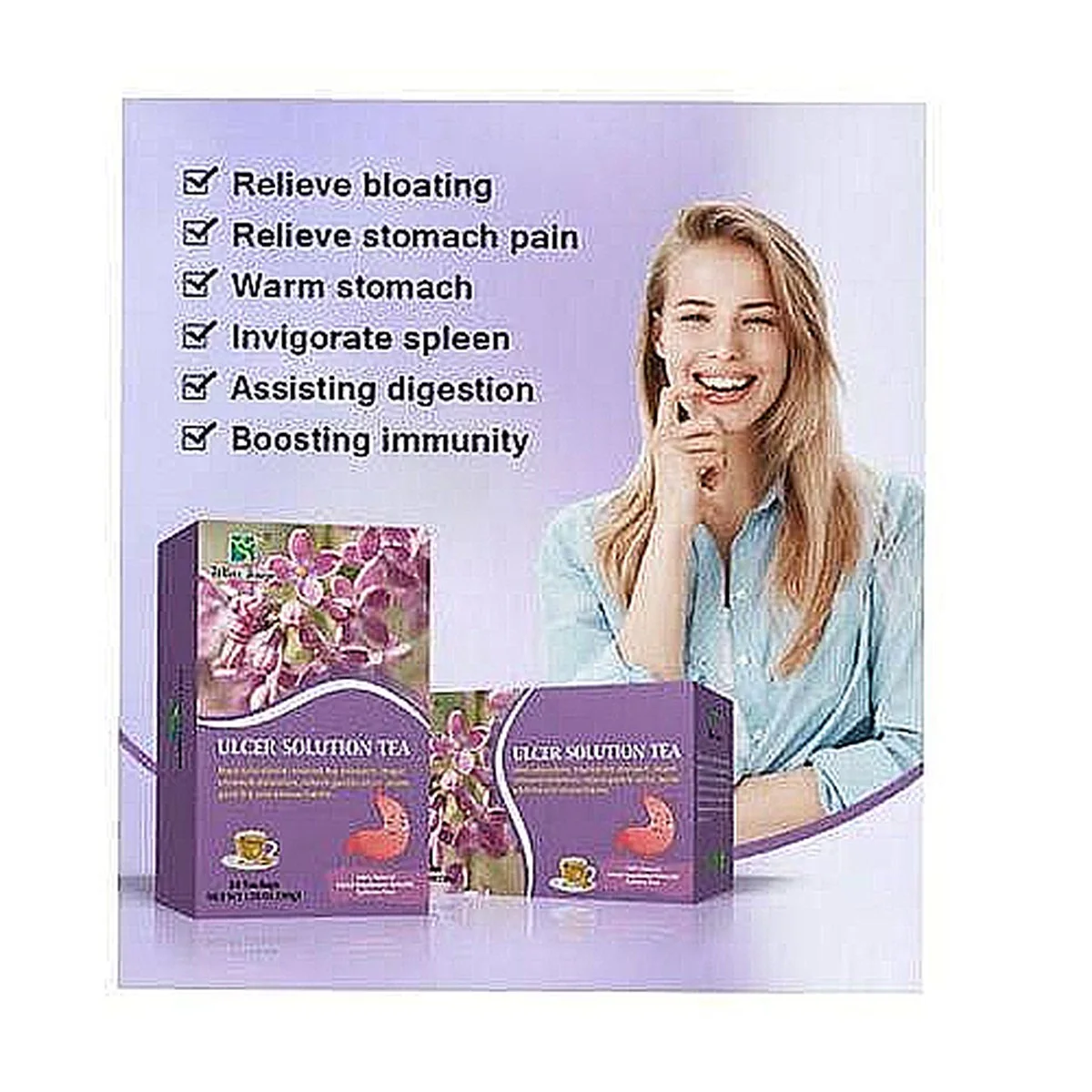 Ulcer Solution Tea WinsTown — Tisane Naturelle contre les Ulcères, la Gastrite, les Ballonnements et les Douleurs d'Estomac | Sans Caféine | 20 Sachets