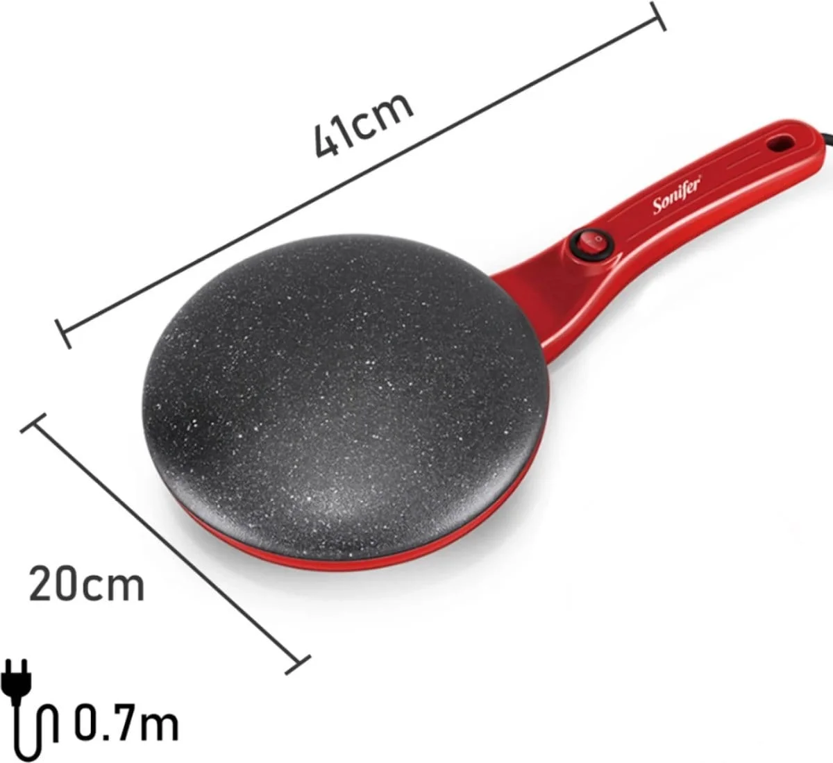 Crêpière Électrique Antiadhésive 20 cm — Cuisson Rapide, Poignée Ergonomique, Multifonction