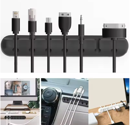 Silicone Cable Organizer Clips – 5 Slots
