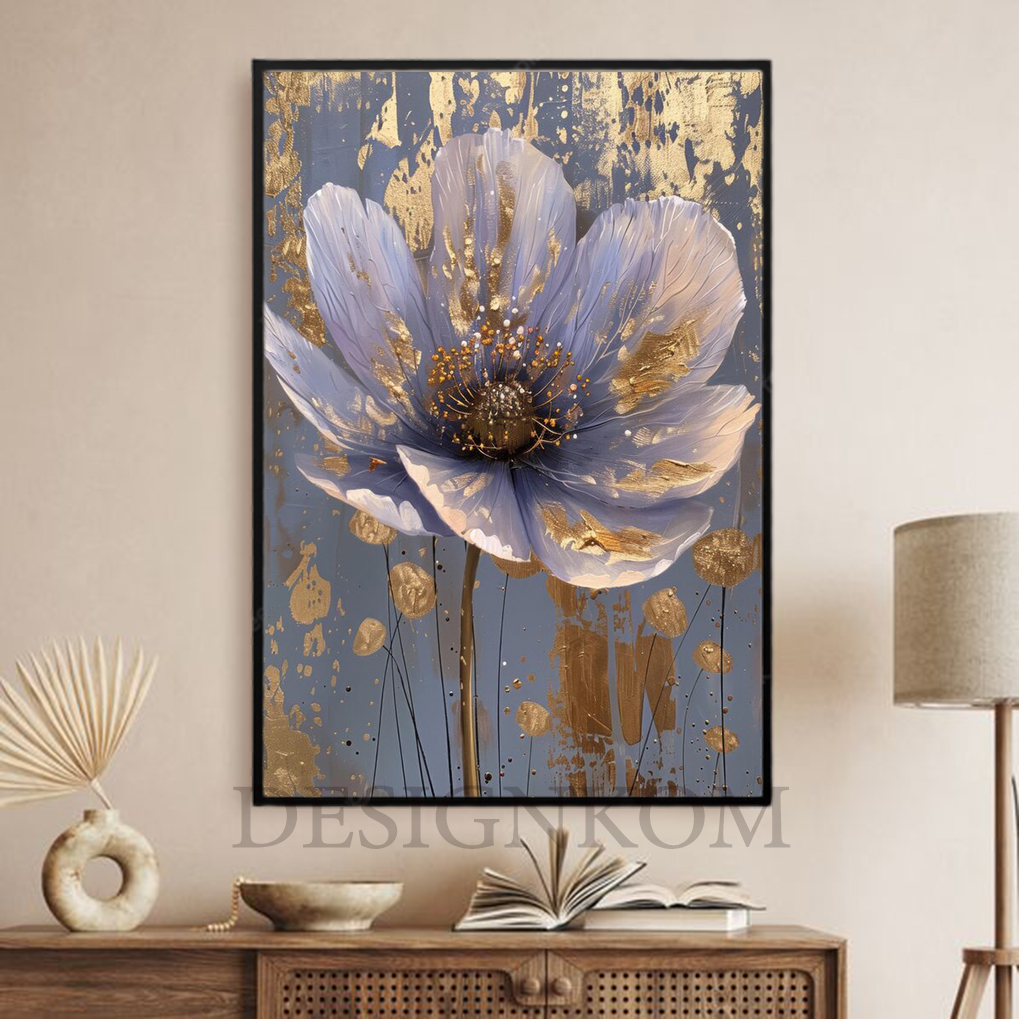 purpple flower in gold
