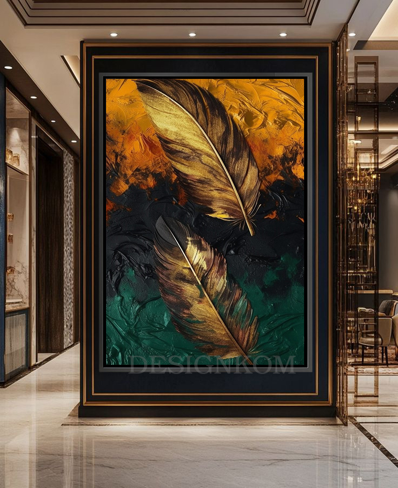 feather in green orange