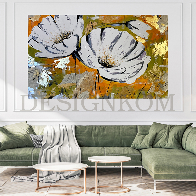 flowers green orange gold