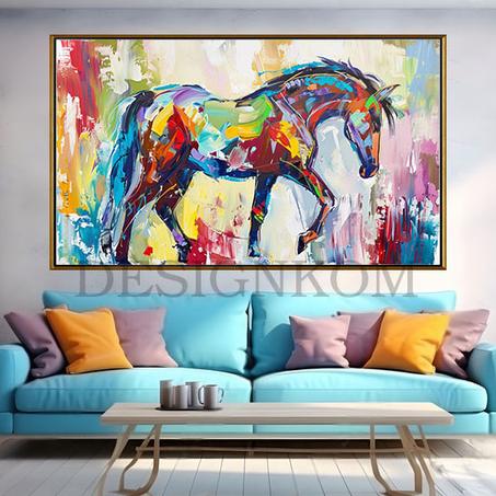 wolking colorful horse