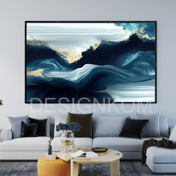 waves gold blue