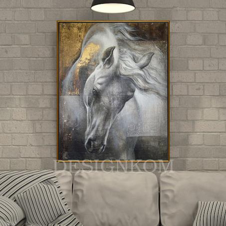 White horse neighing