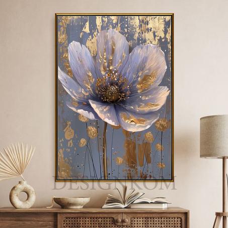purpple flower in gold