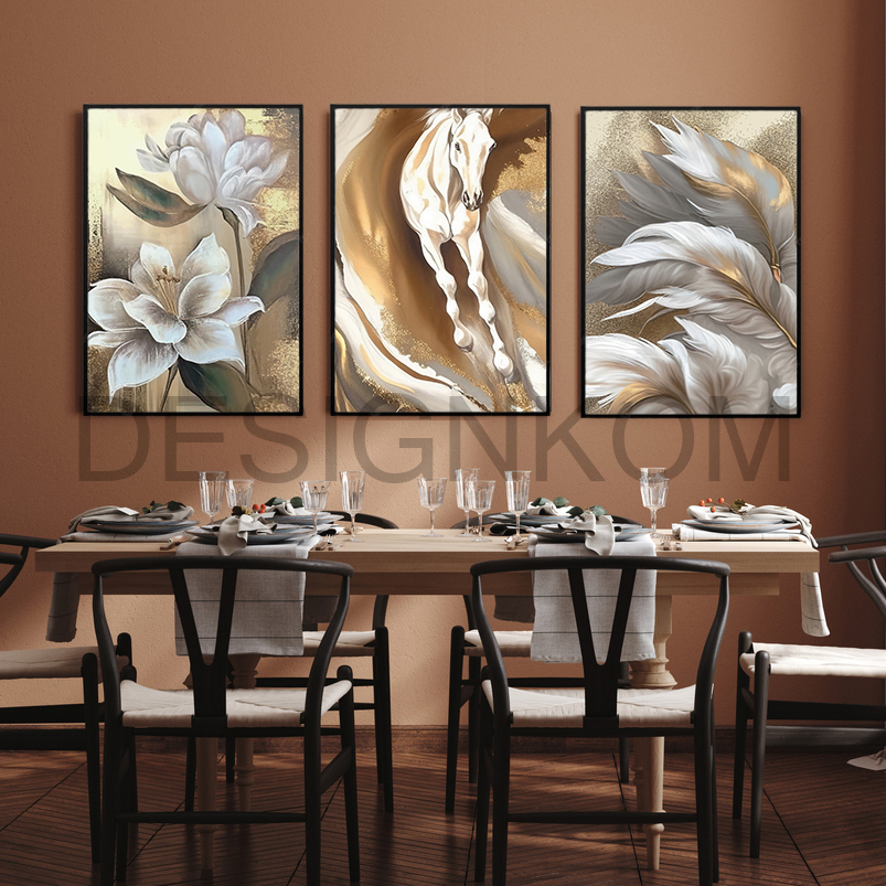 horse flower feather gold dream