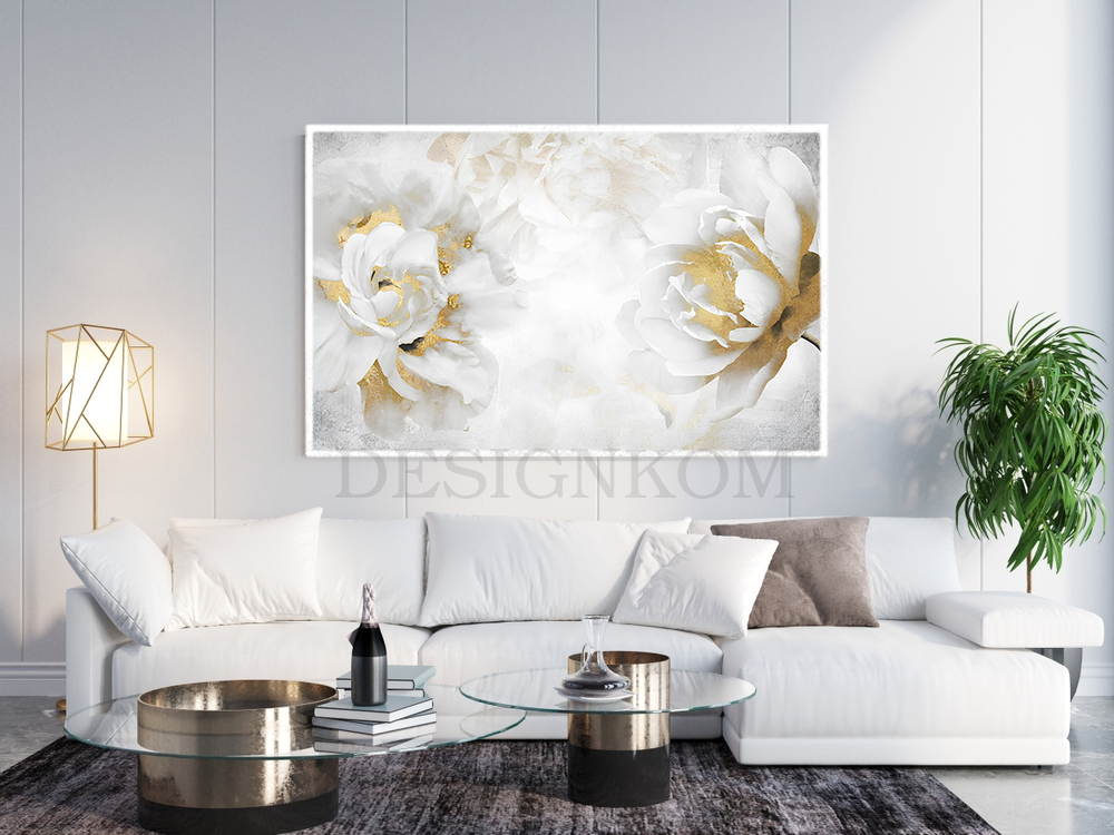 COLD WITHE FLOWER IN GOLD