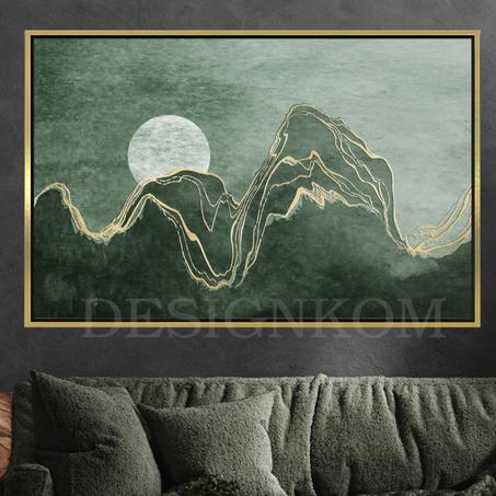Mountain & Moon – Green and Gold