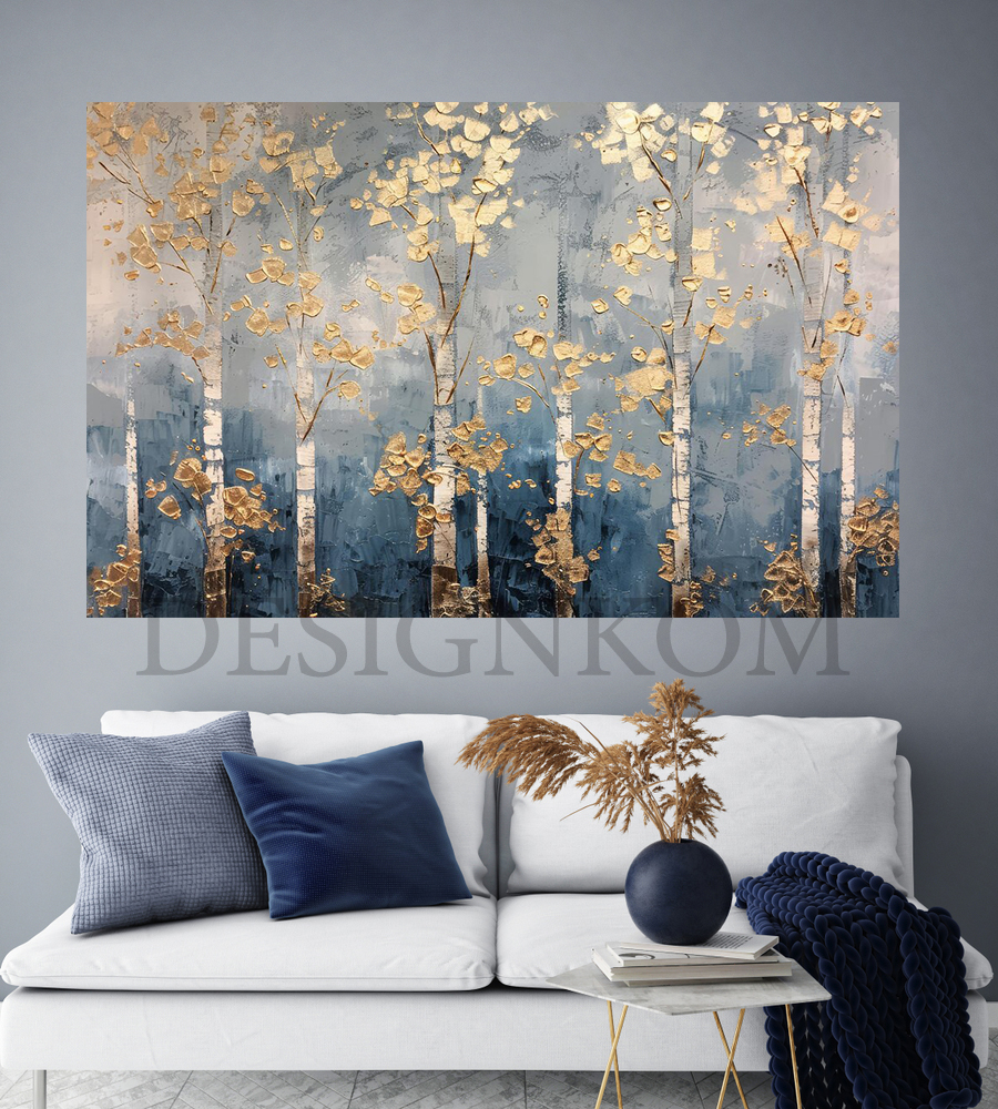 blue gold reflect forest