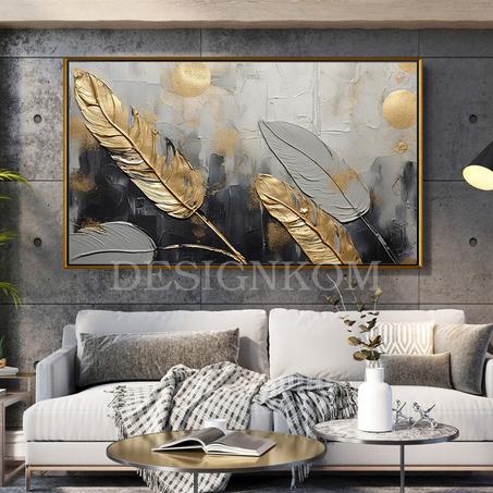 grey gold feather style