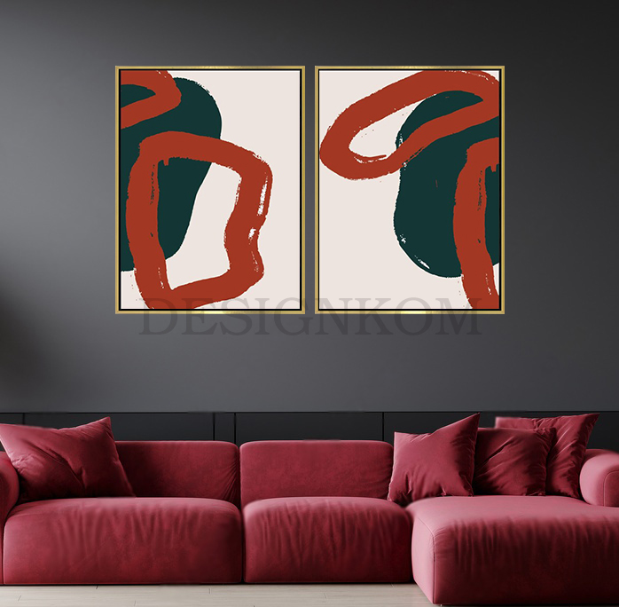 Abstract Terracotta and Dark Green