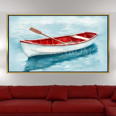 red boat on the water