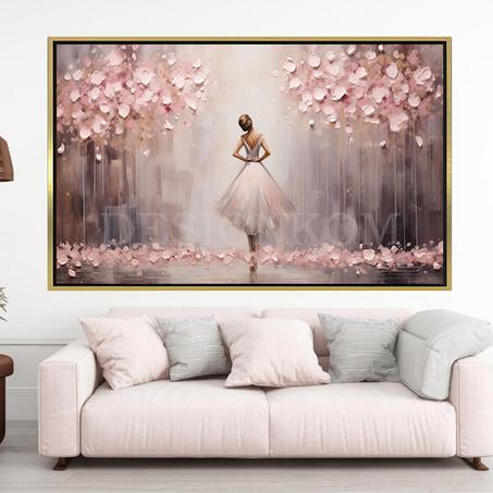 woman hoping in pink