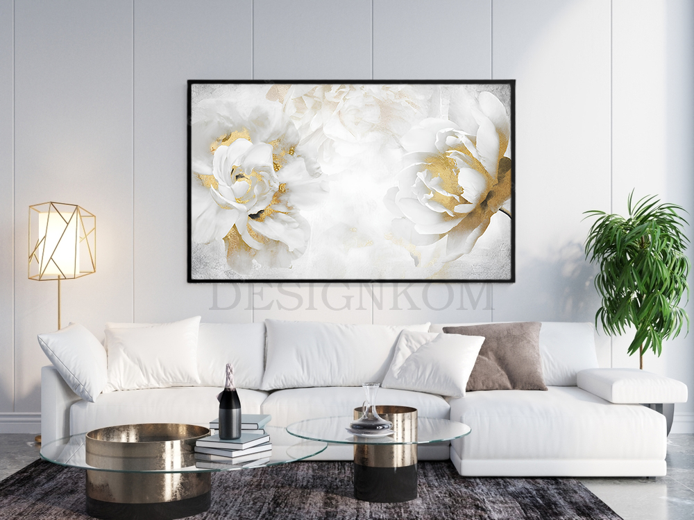 COLD WITHE FLOWER IN GOLD