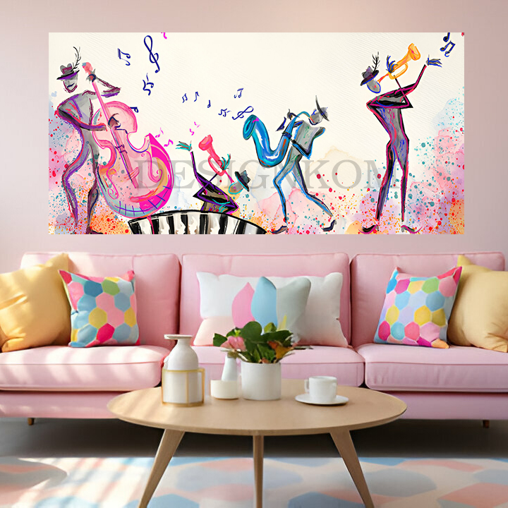 Colorful Abstract Jazz Painting – Modern Musicians