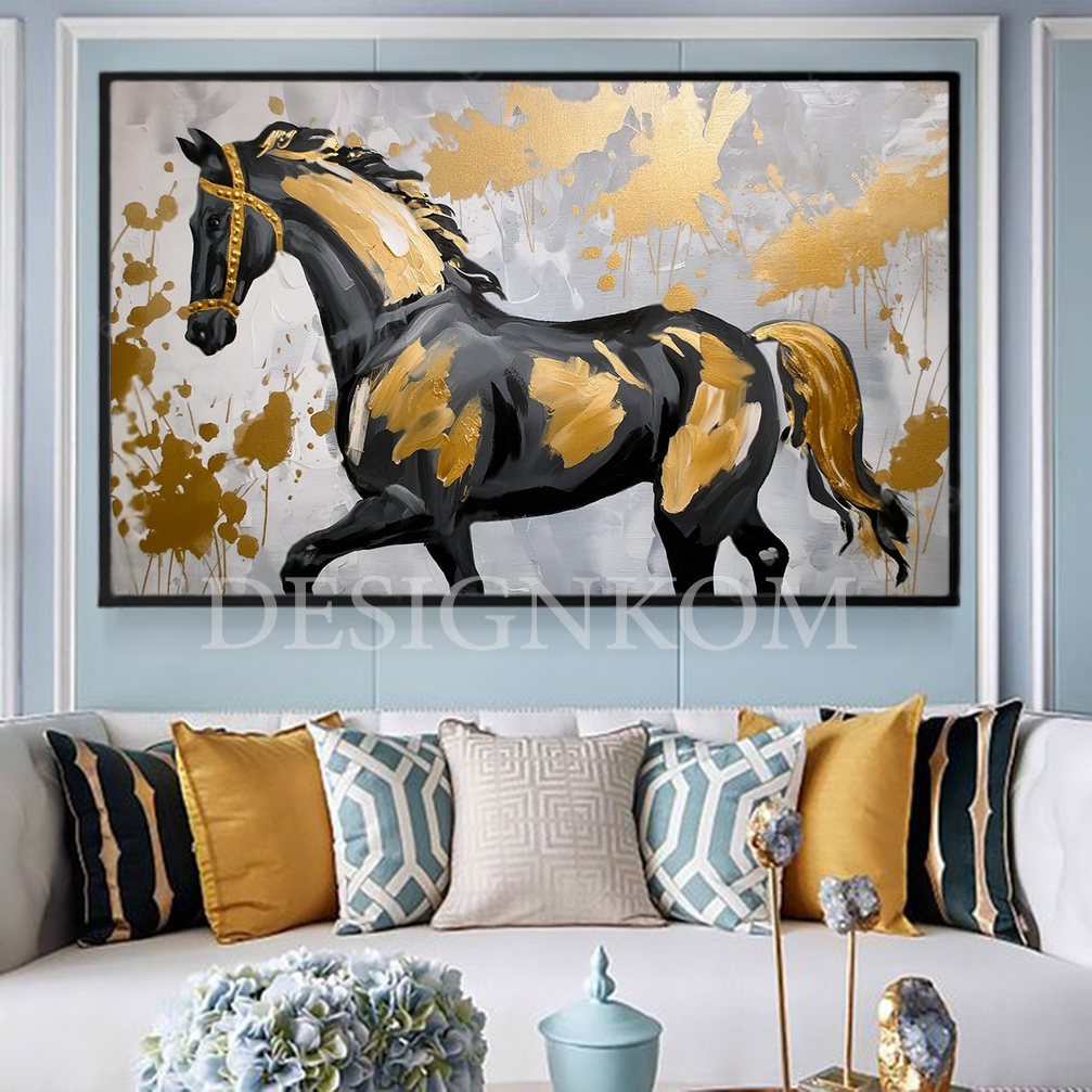 black arabe horse art
