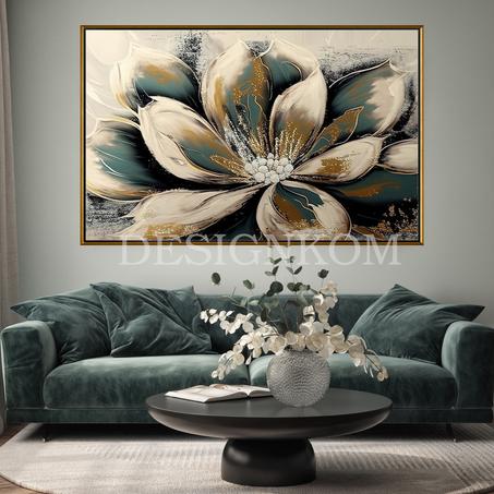green flower in beige