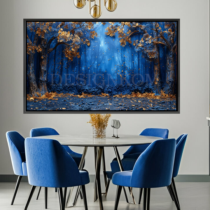 bleue forest gold leafs