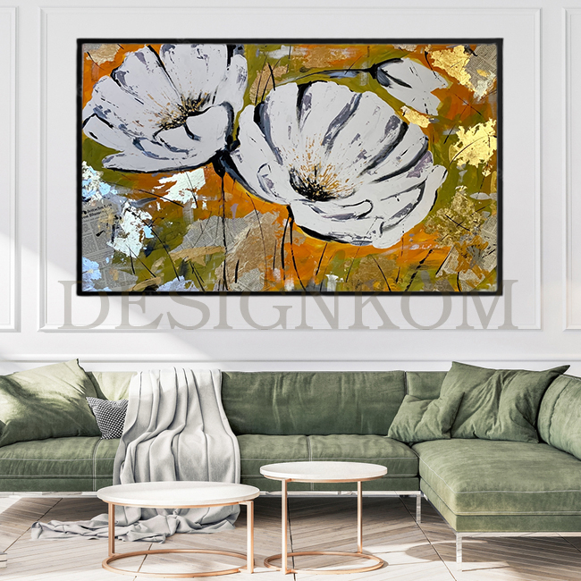 flowers green orange gold