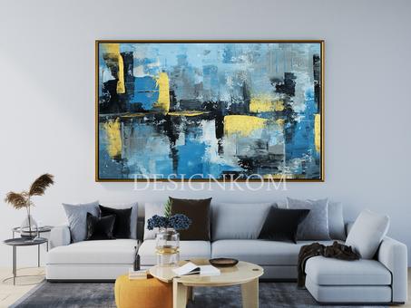 ABSTRACT BLEU YELLOW ATTACH